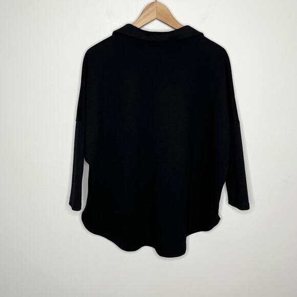 Tuckernuck Pomander Place Womens Easy Polo Swing Sweatshirt XS/S Black V Neck - Picture 10 of 12